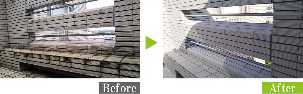 外構タイルの水垢洗浄
